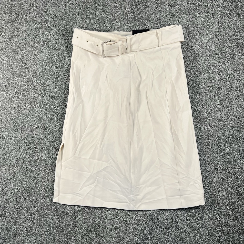 NWT Banana Republic Skirt Womens Petite 2 Ivory White Belted Pencil Career